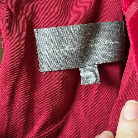 Anthropologie SUNDAY in BROOKLYN Tank Top Sz M Red Velvet Sleeveless Labrynth. - Picture 2 of 5